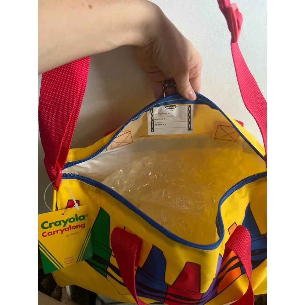 Vintage Crayola Carryalong Bag by Aetna NOS New With Tags Yellow Rainbow School